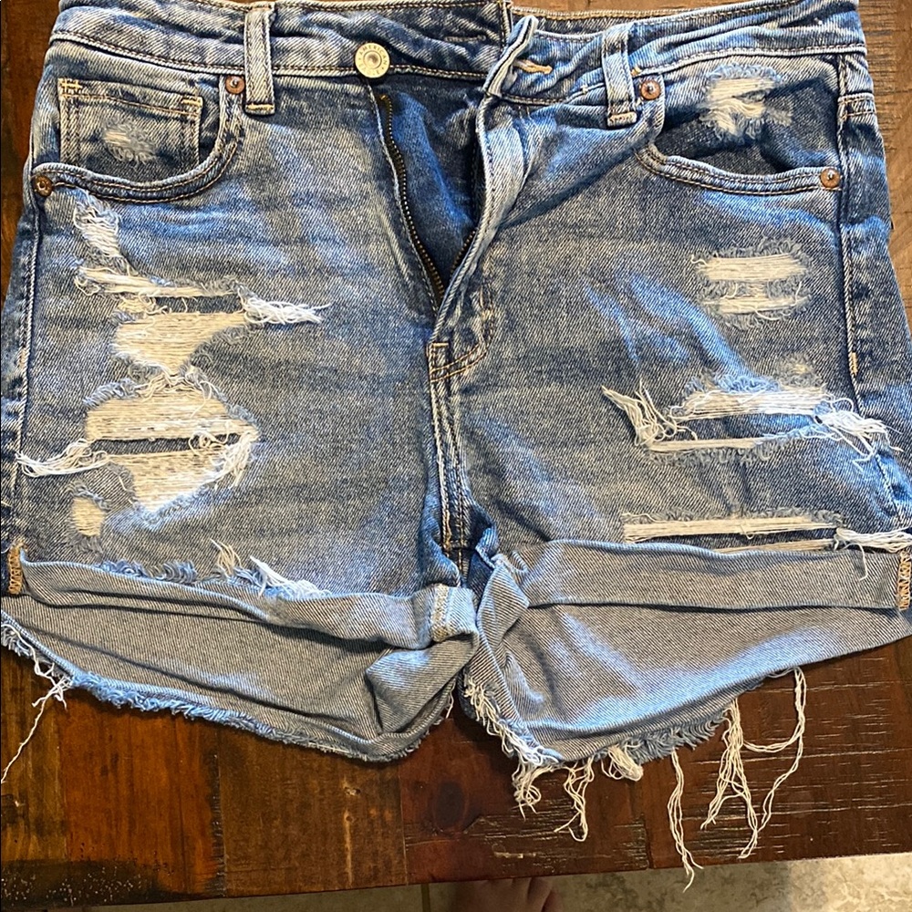 American Eagle Blue Distressed Jean Shorts